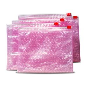 Glossier Pink Bubble Makeup Zip Zipper Pouch Bag
